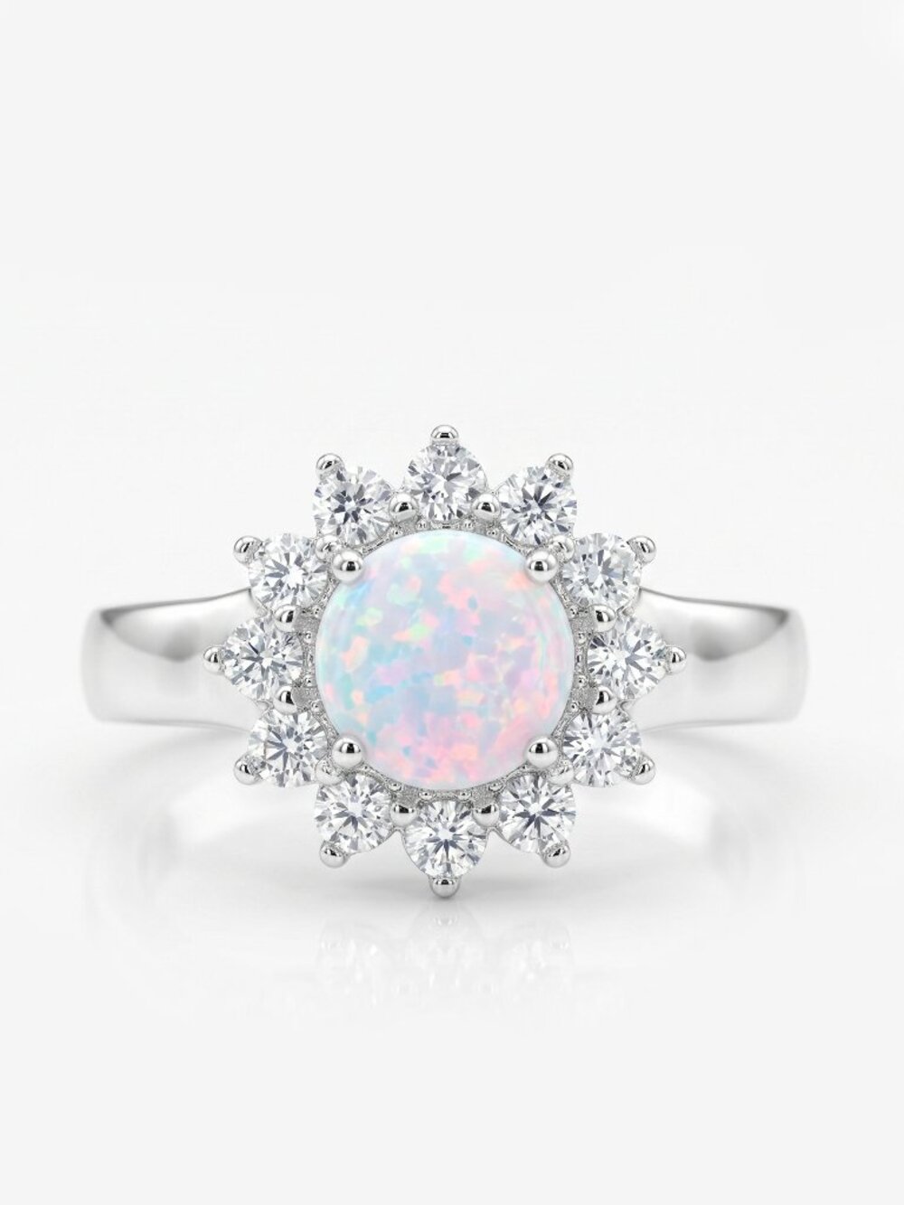 Opal flower / snowflake ring 925 Sterling Silver Charmed Aroma